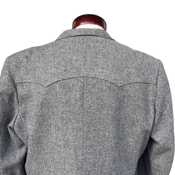 Farah Westernwear Mens Gray Herringbone 100% Wool  Sportcoat Jacket 46L - Read - Picture 5 of 15